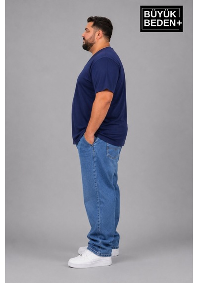 Superlife Süperlife Büyük Beden Erkek V Yaka Pamuklu Basic Tişört Lacivert 3xl-6xl Spr26bts509