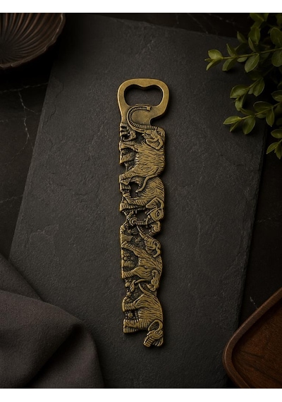 Açacak Metal Fil Desenli Şişe Açacağı 15 Cm Dekoratif Bronz