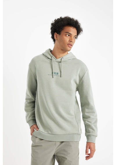 DeFacto %100 Pamuk Relax Fit Kapüşonlu Baskılı Sweatshirt Y9652AZ24AUGN1102