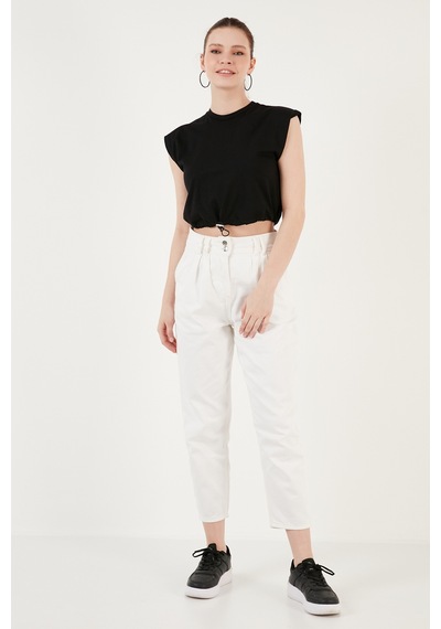 Lela Bisiklet Yaka % 100 Pamuk Crop Bayan T Shirt 5865587 Siyah