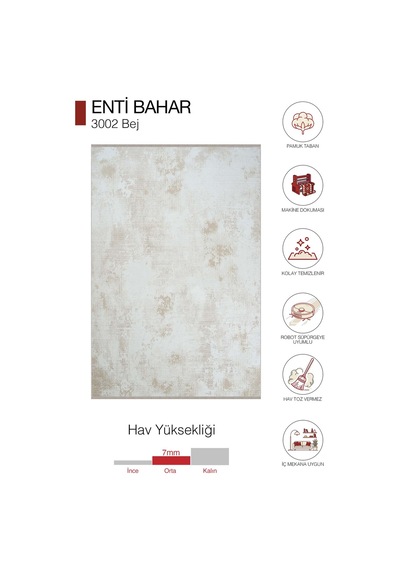 Enti Bahar 3002 Bej Halı - Soyut Desenli Akrilik Salon Halısı