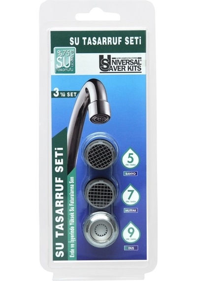 Flowsmart 3 Lü Su Tasarruf Seti %75 Tasarruf Evye-banyo Batarya Ve Duş Sistemleriyle Uyumlu