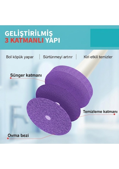 32 Adet 4 Paket Lavanta Premium Deterjanlı Tek Kullanımlık Tuvalet Temizleme Süngeri Duvara Mo
