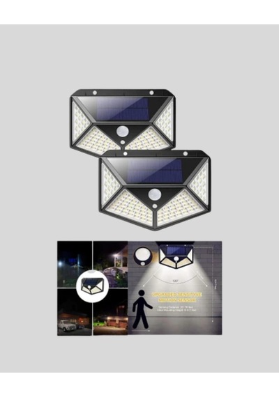 Hubrendy Tekno 100 Led Solar Lamba Hareket Algılamalı Bahçe Duvar Dış Mekan Aydınlatma