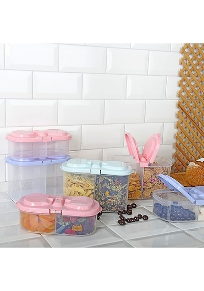 2 Bölmeli Saklama Ve Erzak Kabı 1200 Ml Çok Renkli 15787011