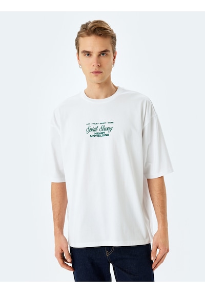 Koton Pamuklu Tok Kumaş Kısa Kollu Bisiklet Yaka Slogan Baskılı Oversize Tişört Beyaz 5sam10182hk Beyaz Koton Pamuklu Tok Kumaş Kısa Kollu Bisiklet Yaka Slogan Baskılı Oversize Tişört Beyaz 5sam10182hk Beyaz