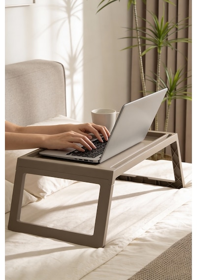 Katlanabilir Yatak Üstü Keyif Sehpası Laptop & Kahvaltı Sehpası 56 36 Cm Toprak