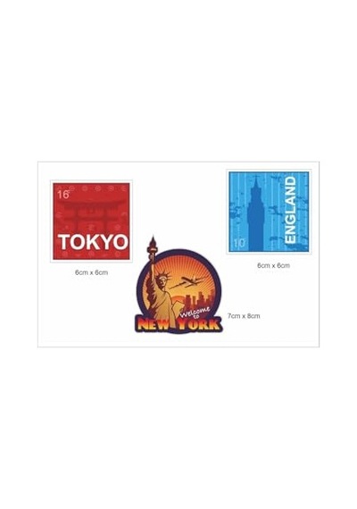 Bavul, Valiz, Seyahat Çantaları Için Turistik Şehirler Temalı Sticker Çıkartma Seti 13 Parça Abanoz