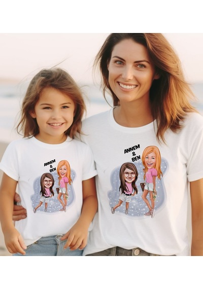 Bk Gift 2li Kişiye Özel Anne-kız Karikatürlü Kombin Tişört Seti-5, Anneye Hediye, Anneler Günü Hediyeleri Kobitmeyencom30569 Bk Gift