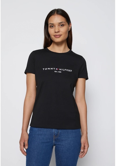 Tommy Hilfiger Tommyhilfiger Yazı Logo Nakışlı Pamuklu Kadın T-shirt Siyah Tommy Hilfiger Tommyhilfiger Yazı Logo Nakışlı Pamuklu Kadın T-shirt Siyah