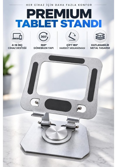 4-16 İnç Katlanabilir Metal Tablet Standı 360 Döner Cmd-384