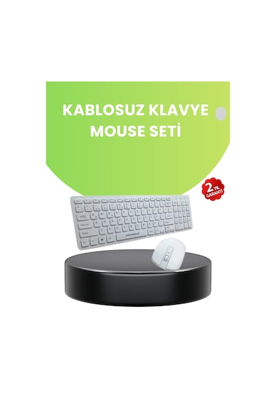 Ergonomik Kablosuz Klavye Mouse Takımı - Tam Boy, Sessiz Güvenilir