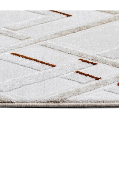 Bespoky Royal Geometrik Modern Salon Halısı Makine Dokuma Krem - Ekru