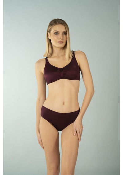 Estiva Luplu Toparlayıcı Yüksek Bel Büyük Beden Bikini Takımı - Mürdüm Çok Renkli