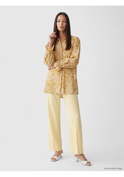 Lcw Everyday Bej Desenli Oversize Kadın Gömlek Tunik