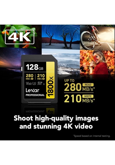 Lexar Prof 128gb 1800x Sdxc Uhs-ıı 270mb/s Read 180mb/s Write C10 V60 U3