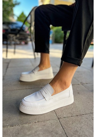 Roof Atelier Erkek Beyaz Loafer Ayakkabı - 421 - Cbt Bandera Beyaz