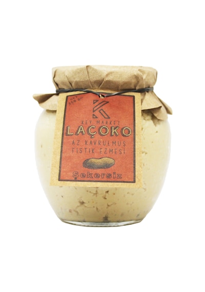 Laçoko Şekersiz Katkısız Glutensiz Vegan Doğal Az Kavrulmuş Çiğ Fıstık Ezmesi 350 G
