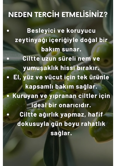 Naturix Değerli Yağlar Serisi Zeytinyağlı Özlü El Yüz Vücut Kremi 250 ML