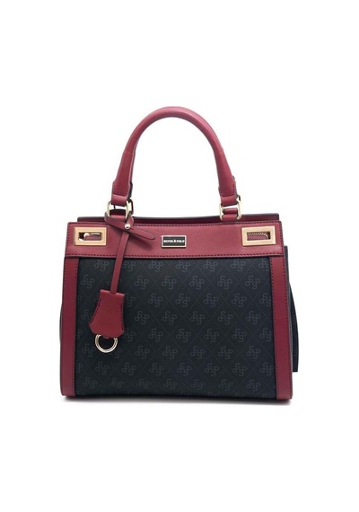 Silver Polo Sp1174 Kadın El Çantası Monogram Siyah-bordo
