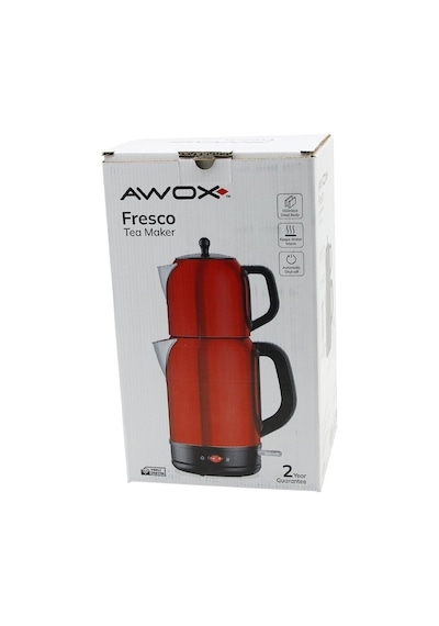 Awox Fresco Kırmızı Elektrikli Çay Makinesi Çaycı Set 1.7lt Su Isıtıcı + 1.2lt Demlik Paslanmaz Çeli