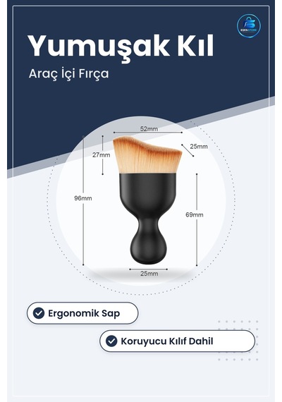 Araç İçi Detaylı Yumuşak Kıllı Oto Fırça Ergonomik Sap Dayanıklı