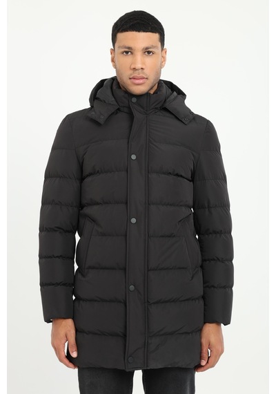 Dufy Erkek Slim Fit Kapüşonlu Siyah Mont-18157