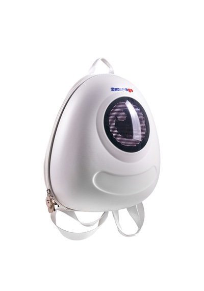 Zampago Led Big Eyes Akıllı Çocuk Sırt Çantası Sert Kasa, Usb Şarj Girişli Beyaz