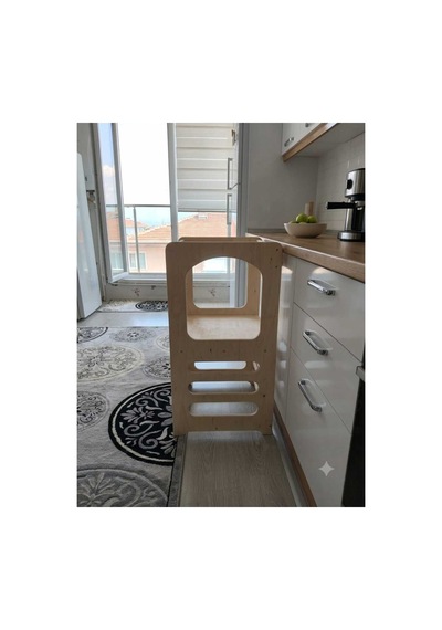 Ahşap Çocuk Öğrenme Kulesi, Mutfak Yardımcı Kulesi, Montessori Basamaklı Tabure 80x50x45 Cm Diğer