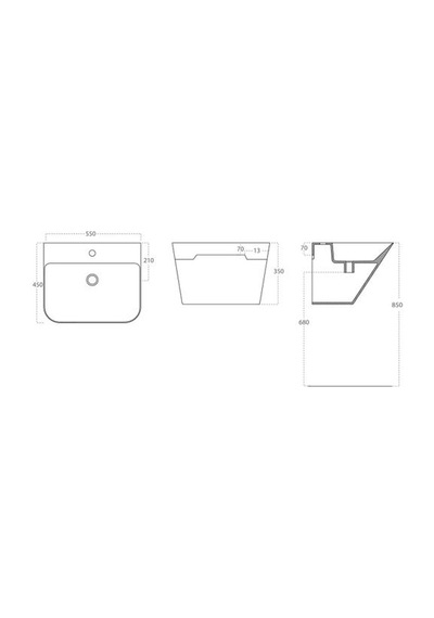 Lucco Moena 55 CM Yarım Monoblok Lavabo Beyaz