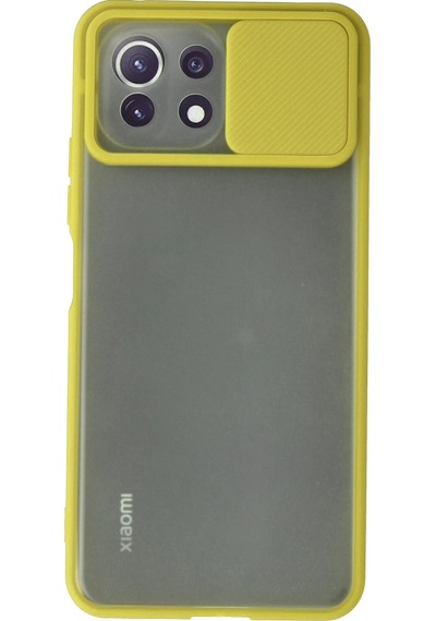 Newface Xiaomi Mi 11 Lite Kılıf Palm Buzlu Kamera Sürgülü Silikon Semeglbl - 62 - Sarı