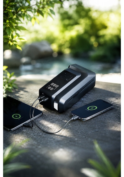 Laiser 18.000 Mah Akım Korumalı Akü Takviye Cihazı, Lastik Şişirme Pompası, Powerbank Özellikli Led Işıklı Kompresör