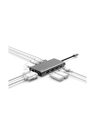 11-in-1 Usb-c Hub Ve Çoklayıcı Hdmı, Vga, Ethernet Ve 100w Pd Macbook Ve Usb-c Laptoplar İçin Profesyonel Hub Gri