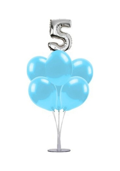 5 Yaş Rakam Folyo Balon Altın Gold 40 CM Balon Stand. 6 Adet Bal