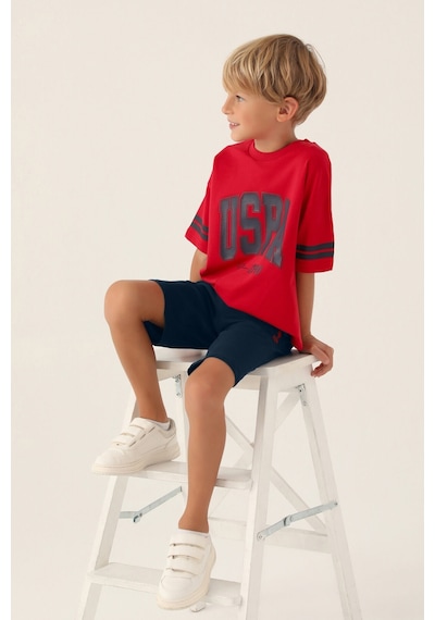 U.S. Polo Assn. Lisanslı Sim Açık Kırmızı Erkek Çocuk Bermuda Takım 5274-43354 Kırmızı