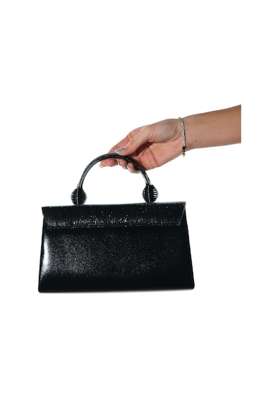 Luvishoes Gısella Siyah Çizgili Kadın Abiye Çanta Simli Siyah