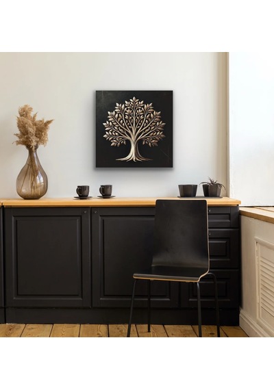 Bronz Ağaç Kanvas Tablo 60x60cm Çok Renkli