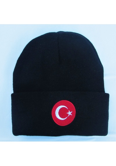 Salarticaret Siyah Renk Bere Türk Bayraklı Kışlık Akrilik Bere