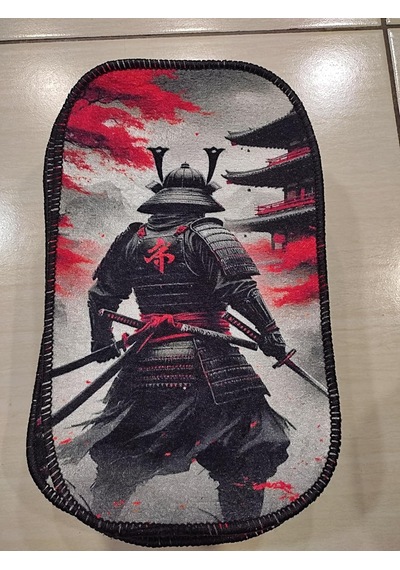 Özel Tasarım Dijital Baskılı Oto Kol Dayama Minderi, Samuray Temalı, Kaymaz Tabanlı, 29x19 Cm