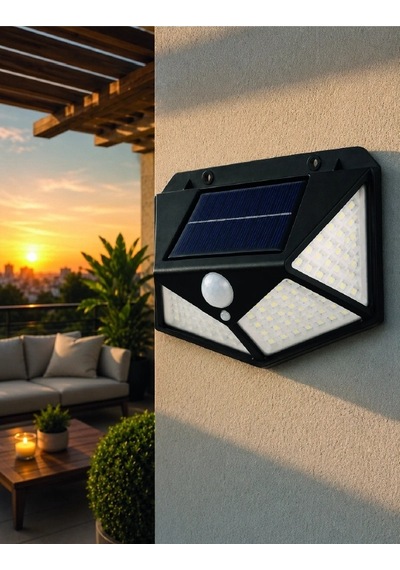 Mey İthalat Solar Led Bahçe Aydınlatma Lambası 3 Işık Modlu Sensörlü Duvar Tipi Dış Mekan Diğer