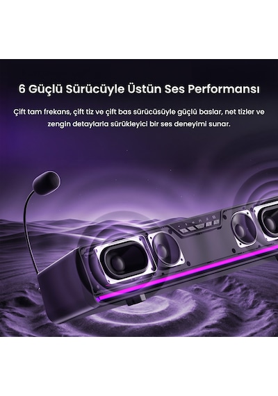 Aula Gs6 Pro 10w Rgb Bluetooth Usb Kablolu Soundbar Hoparlör Player Özellikli Speaker Siyah