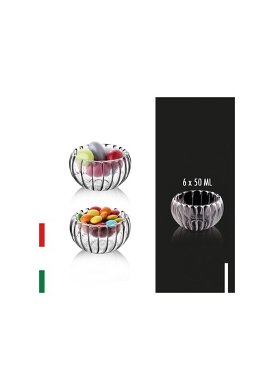 Cam Lokumluk Çerezlik Çift Cidarlı Çizgili Desenli 6'lı 50 Ml