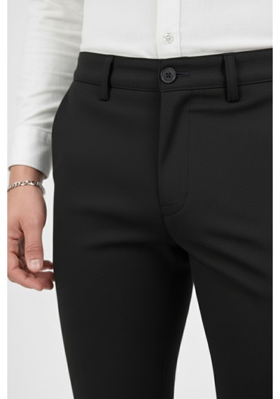 Rizzup Erkek Siyah Modern Fit Likralı Kumaş Pantolon Günlük & Ofis Kullanımı 2602020