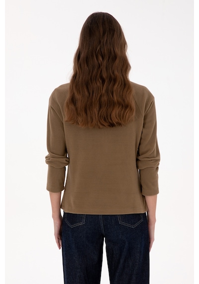 U.S. Polo Assn. Kadın Haki Fermuarlı Dik Yaka Polar Sweatshirt 50316714-VR027