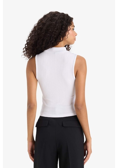Defacto Slim Fit Dar Kesim Yarım Balıkçı Yaka Fitilli Kaşkorse Byeaz Atlet C7703ax25spwt34 Beyaz