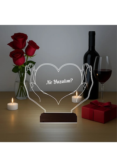 Luvivia Kalp Sevgiliye Hediye Kişiye Özel 3d Lamba - Masa Gece Lambası V24