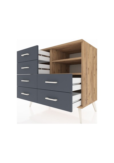 Hyperion Şifonyer 2 Raflı 6 Çekmeceli 88x44x80 Çam-çam/antrasit Çam/antrasit Hyperion Şifonyer 2 Raflı 6 Çekmeceli 88x44x80 Çam-çam/antrasit Çam/antrasit