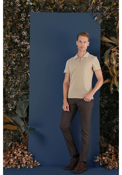 Efor Ts 871 Slim Fit Bej Spor T-shirt Bej