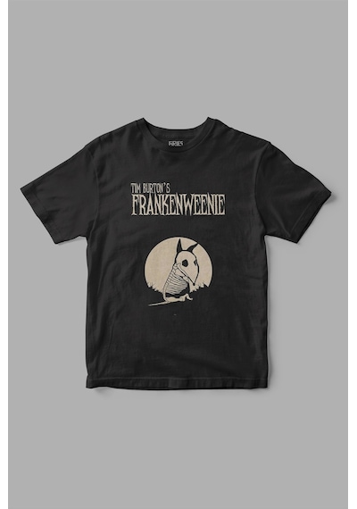 Tim Burton's Frankenweenie Baskılı Tişört Siyah