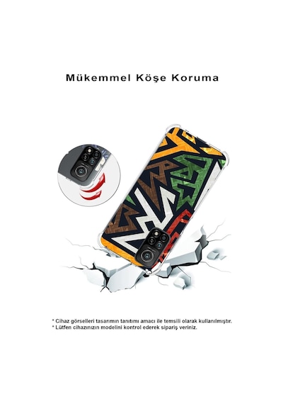 Samsung Galaxy Uyumlu M33 Köşe Korumalı Antişok Kapak Soyut Grafiti Tasarımlı Şeffaf Kılıf